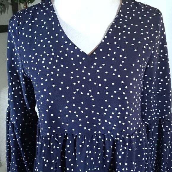 NAVY & WHITE POLKA-DOT DRESS SZ.S EUC - Picture 3 of 7